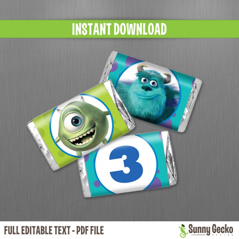 Monsters Inc. Birthday Mini Chocolate Wrappers
